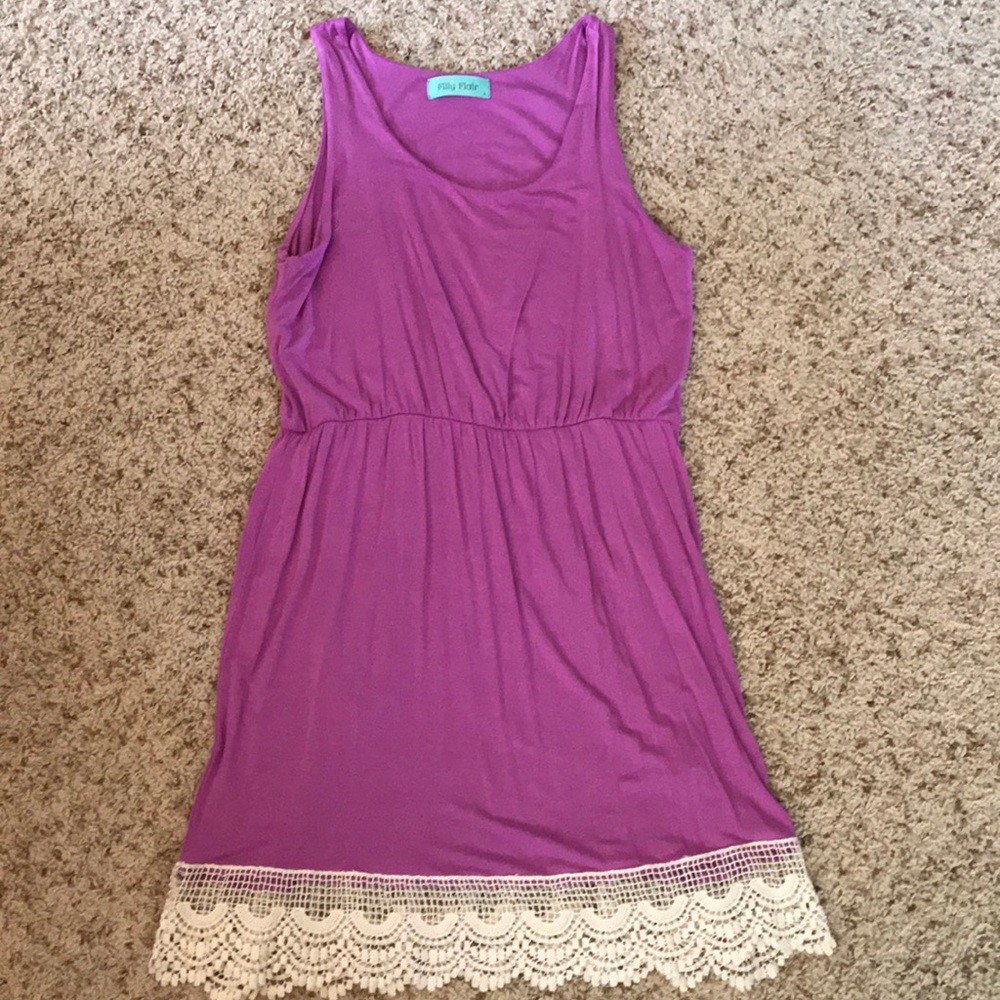 Filly Flair Purple with Lace Bottom Detail Dress
